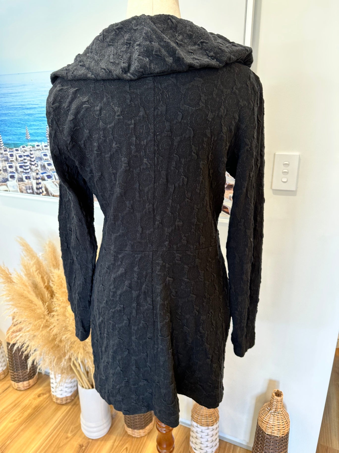 Urban - Big Collar Cardigan / Jumper - Small / Medium - Black