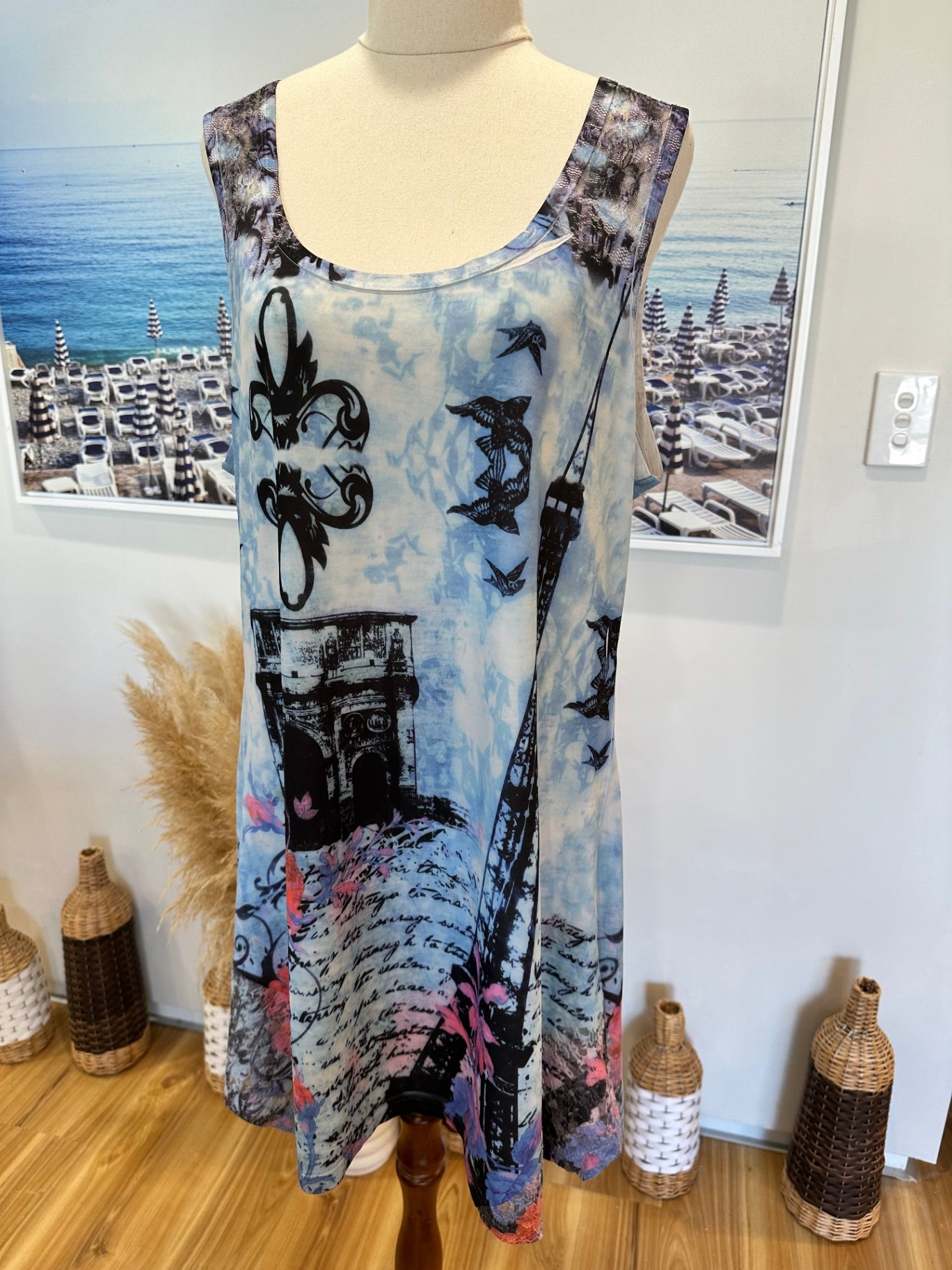 Merric Dress - Size 18 - Pastel Blue / Tie-Dye