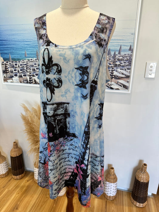 Merric Dress - Size 18 - Pastel Blue / Tie-Dye