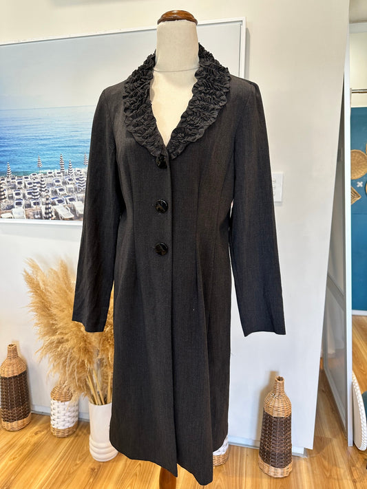 Julian Taylor - Vintage 90's - Coat - Size 6 - Dark Grey [Repair Required]