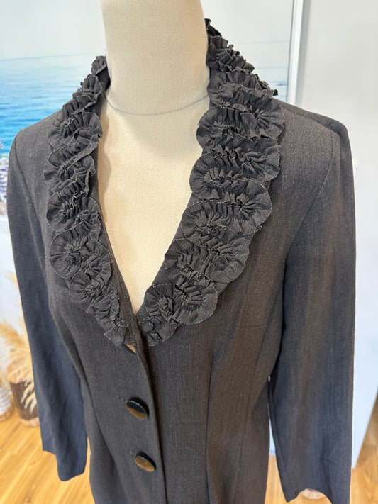 Julian Taylor - Vintage 90's - Coat - Size 6 - Dark Grey [Repair Required]