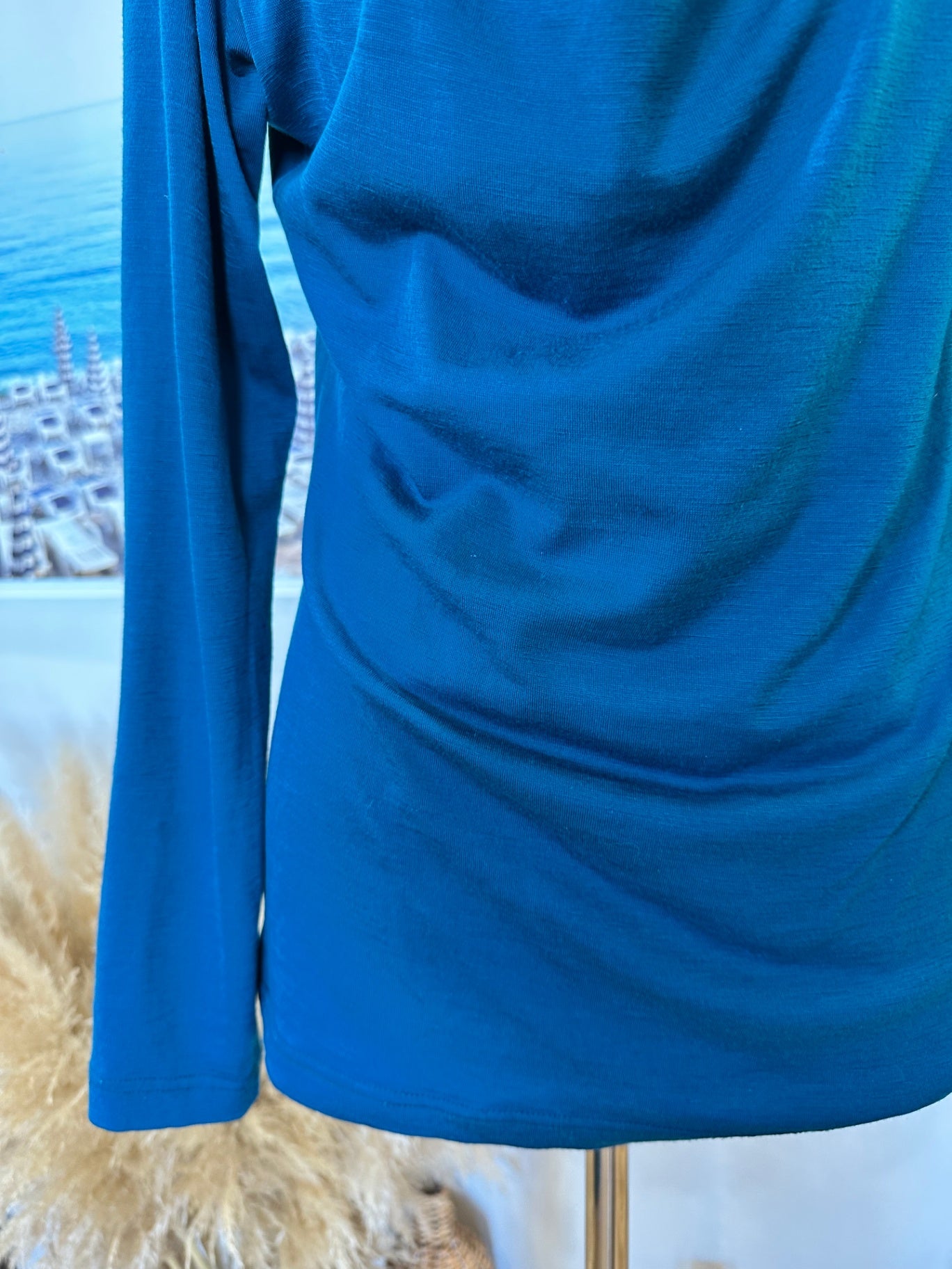 My Merino - Cowl Neck Merino Top - Size 10 - Teal