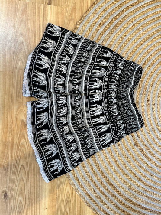 Elephant Shorts - Small / Medium - Black and white