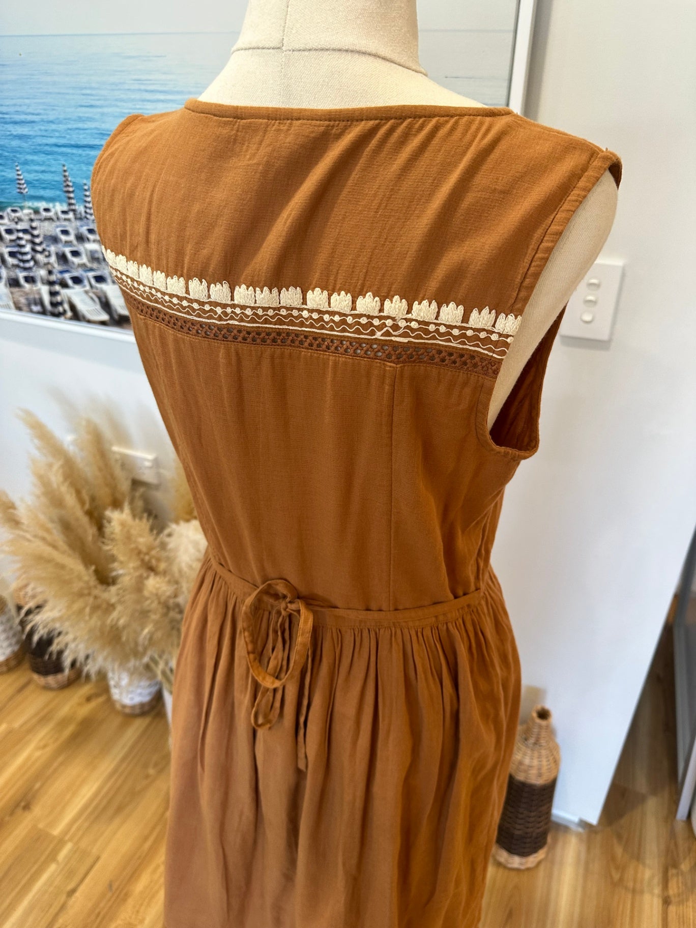 100% Cotton - Fat Face - Boho Dress - Size 10 - Brown