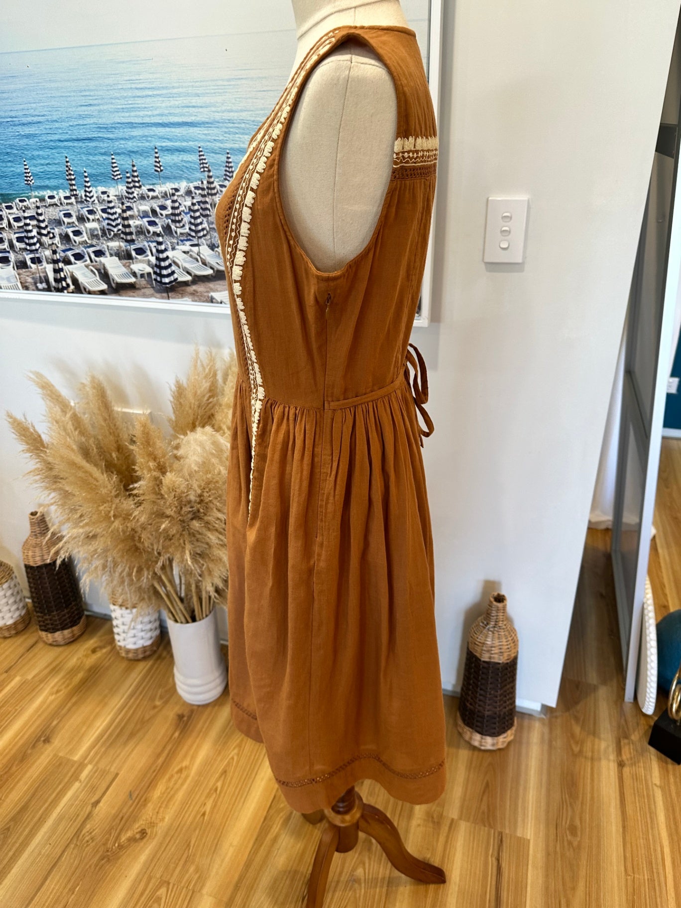 100% Cotton - Fat Face - Boho Dress - Size 10 - Brown