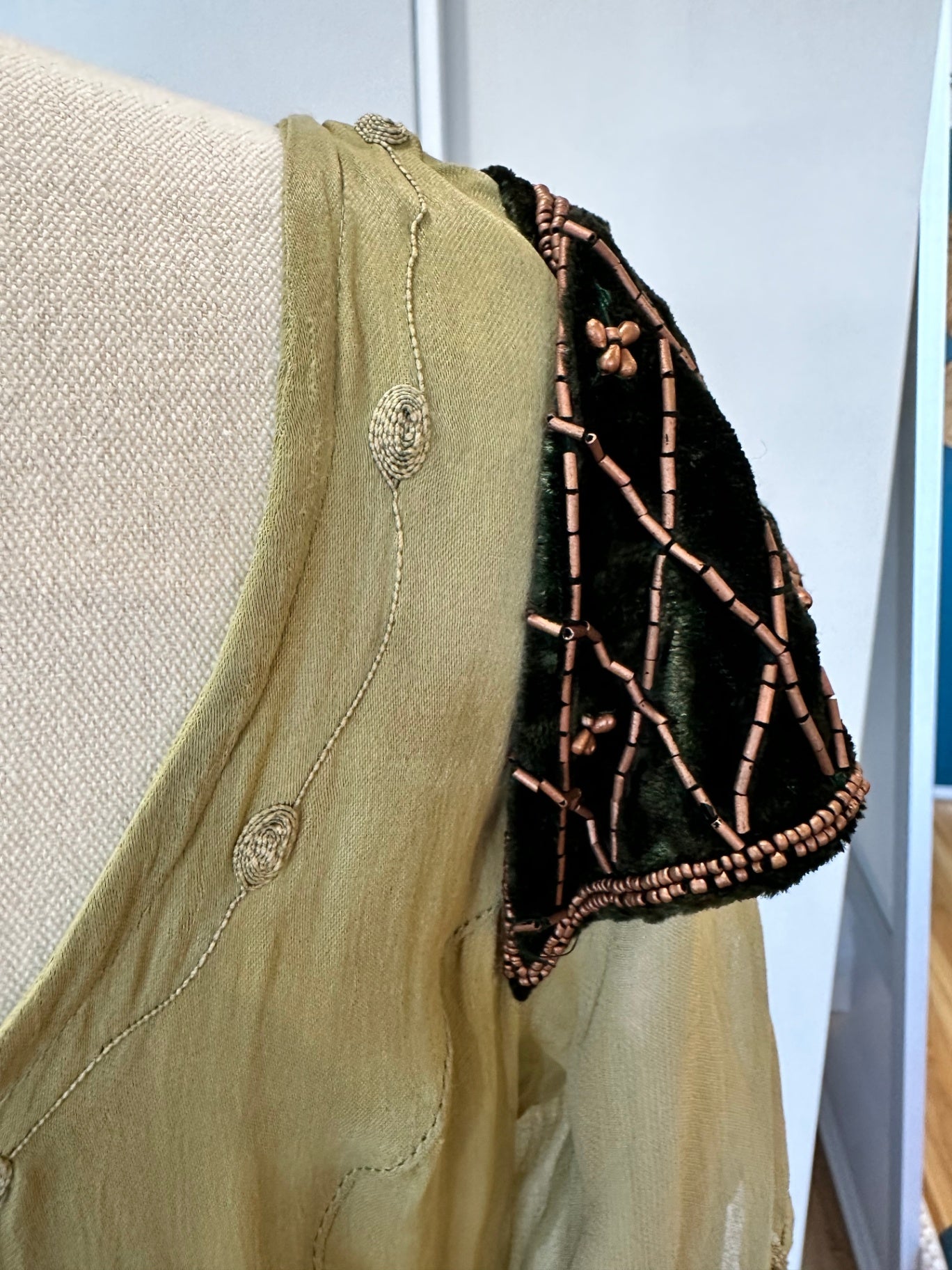 Vintage 90's Bohemian Dress - Medium - Light green