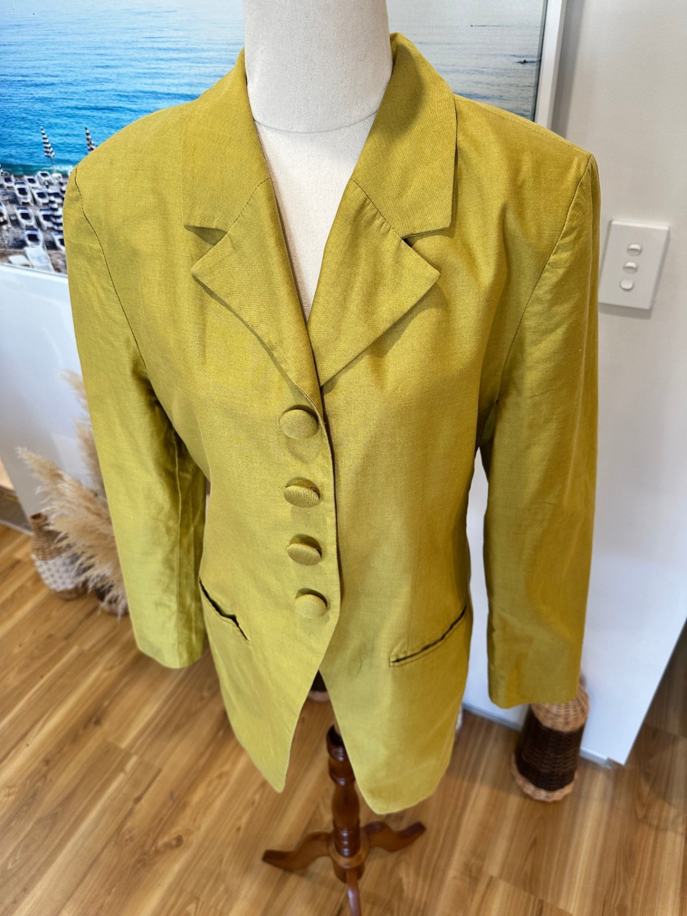 Made in New Zealand Blazer - Size 12 - Olive / Chartreuse