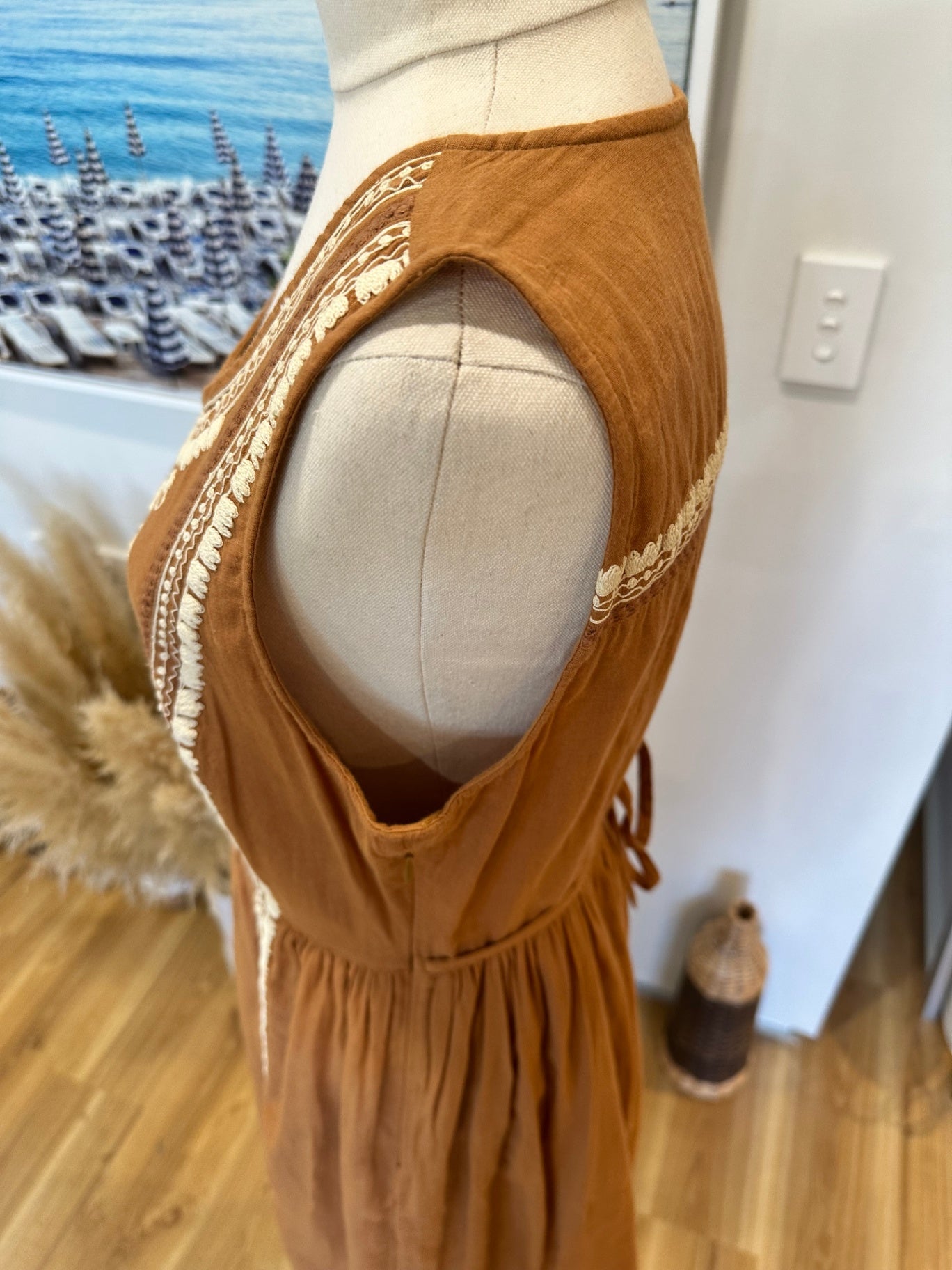 100% Cotton - Fat Face - Boho Dress - Size 10 - Brown
