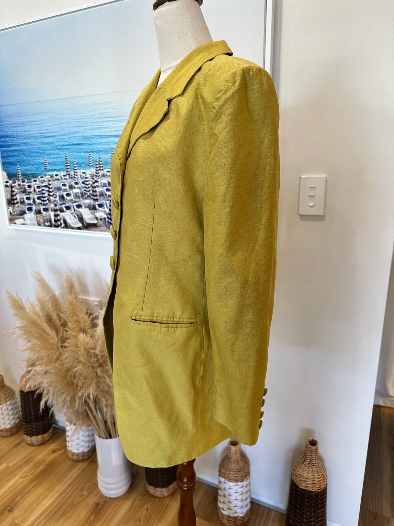 Made in New Zealand Blazer - Size 12 - Olive / Chartreuse