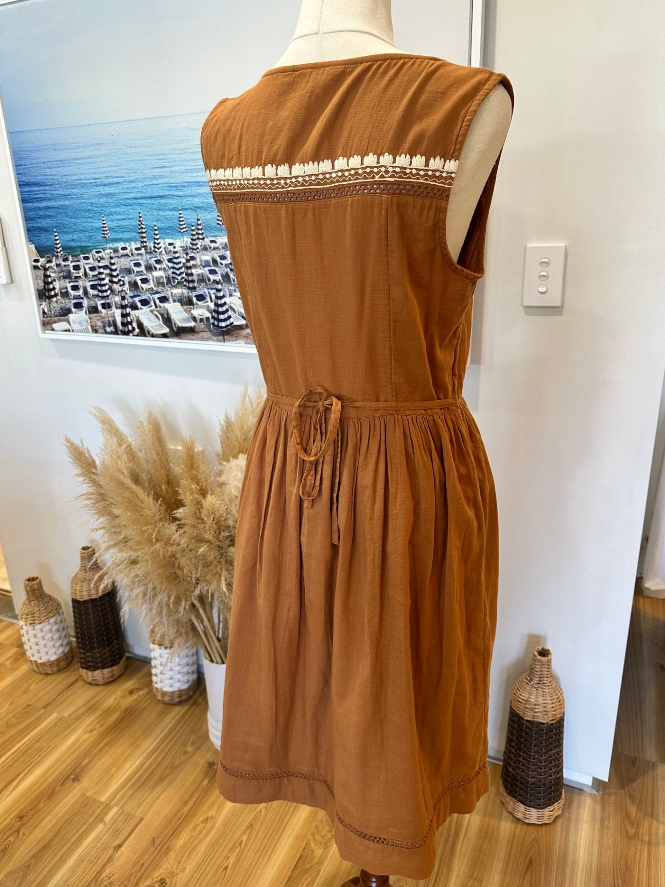 100% Cotton - Fat Face - Boho Dress - Size 10 - Brown
