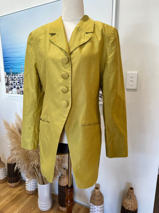 Made in New Zealand Blazer - Size 12 - Olive / Chartreuse