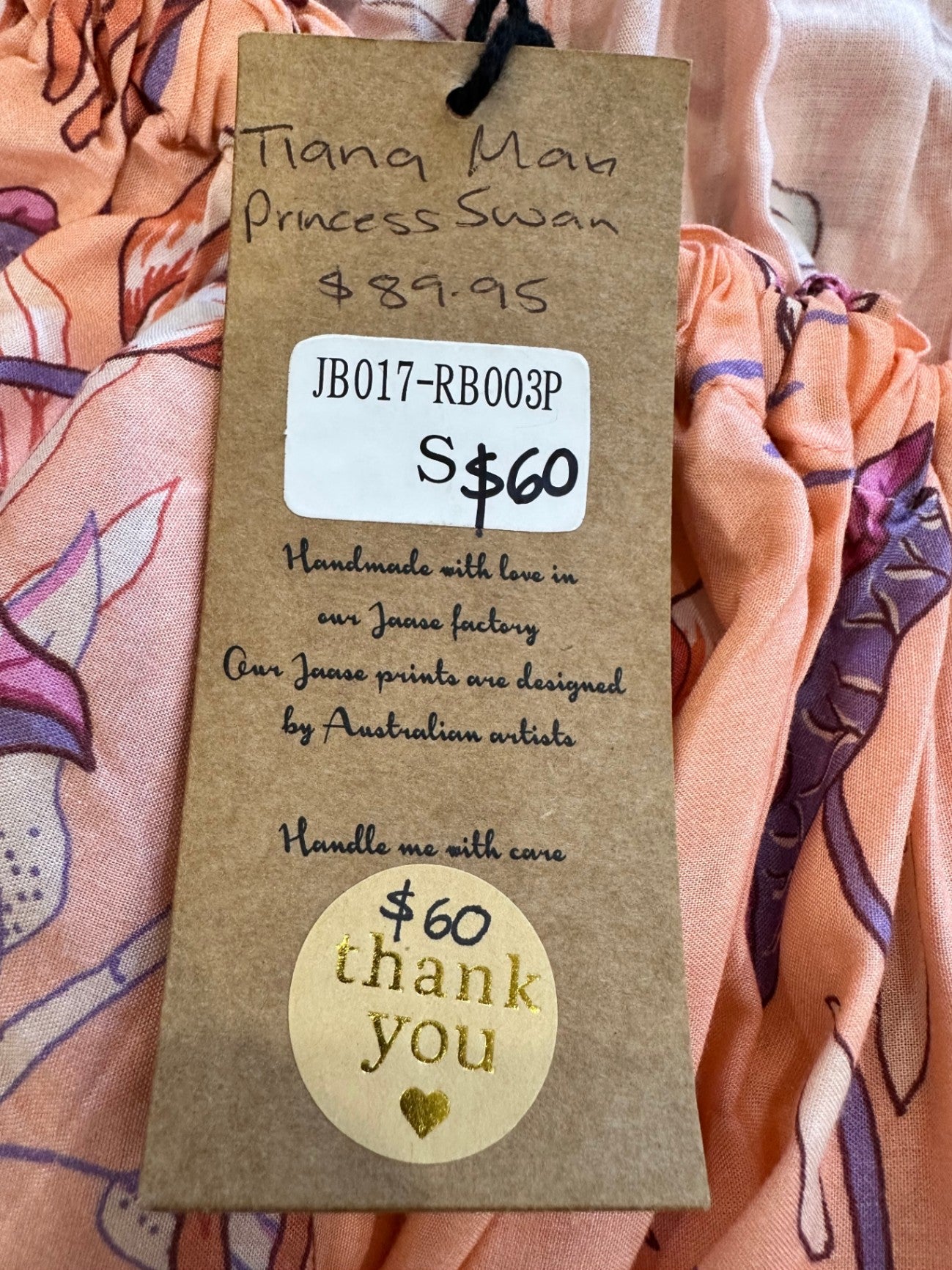 [NEW] Jaase Dress - Small - Peach with pink, purple, and white floral print