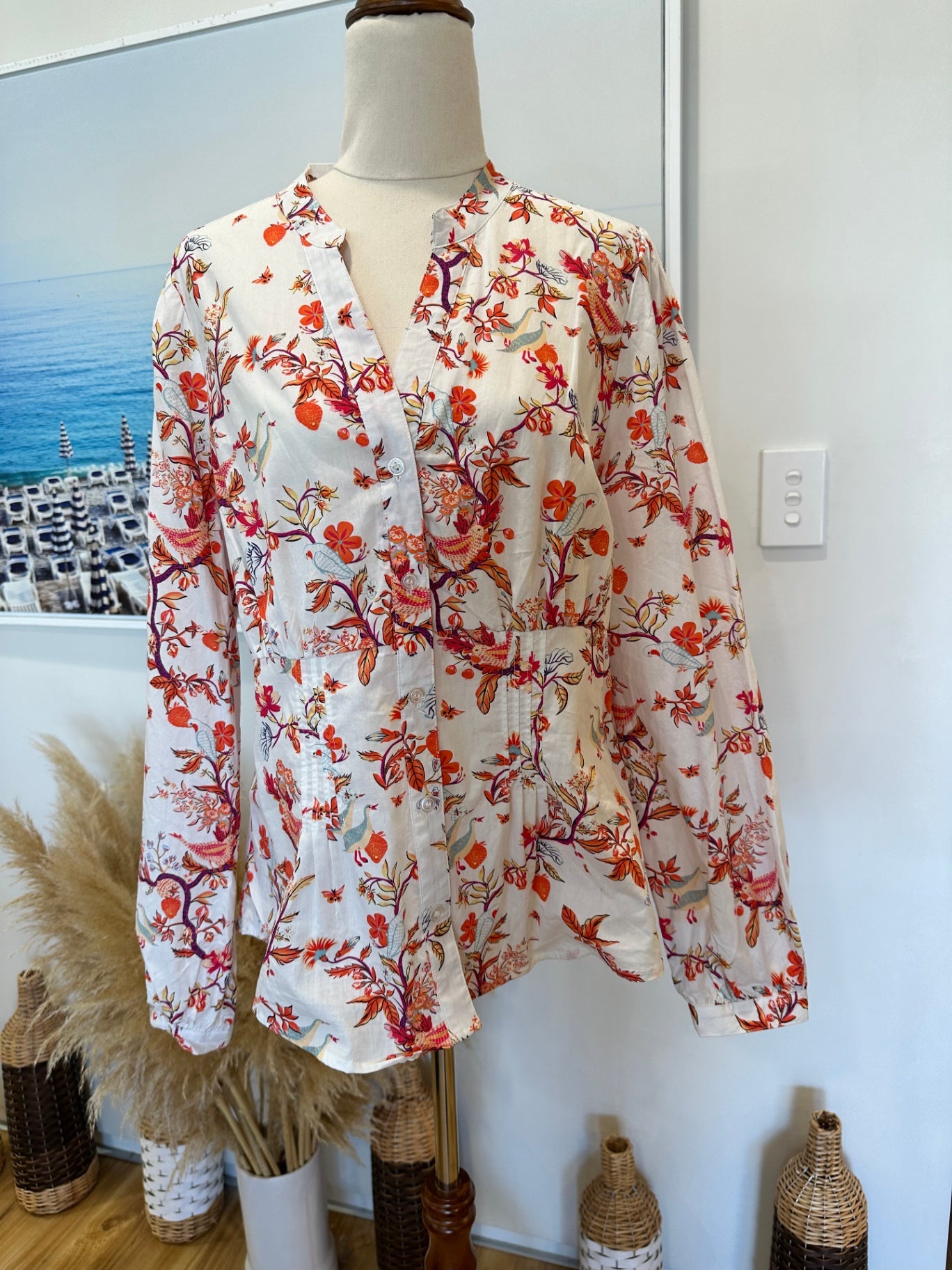 Joe Browns - Shirt w Bird Print - Size 14