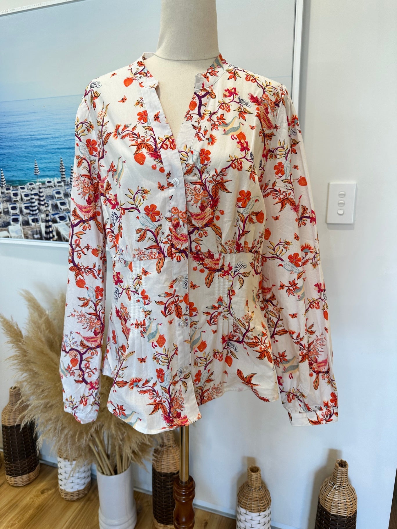 Joe Browns - Shirt w Bird Print - Size 14