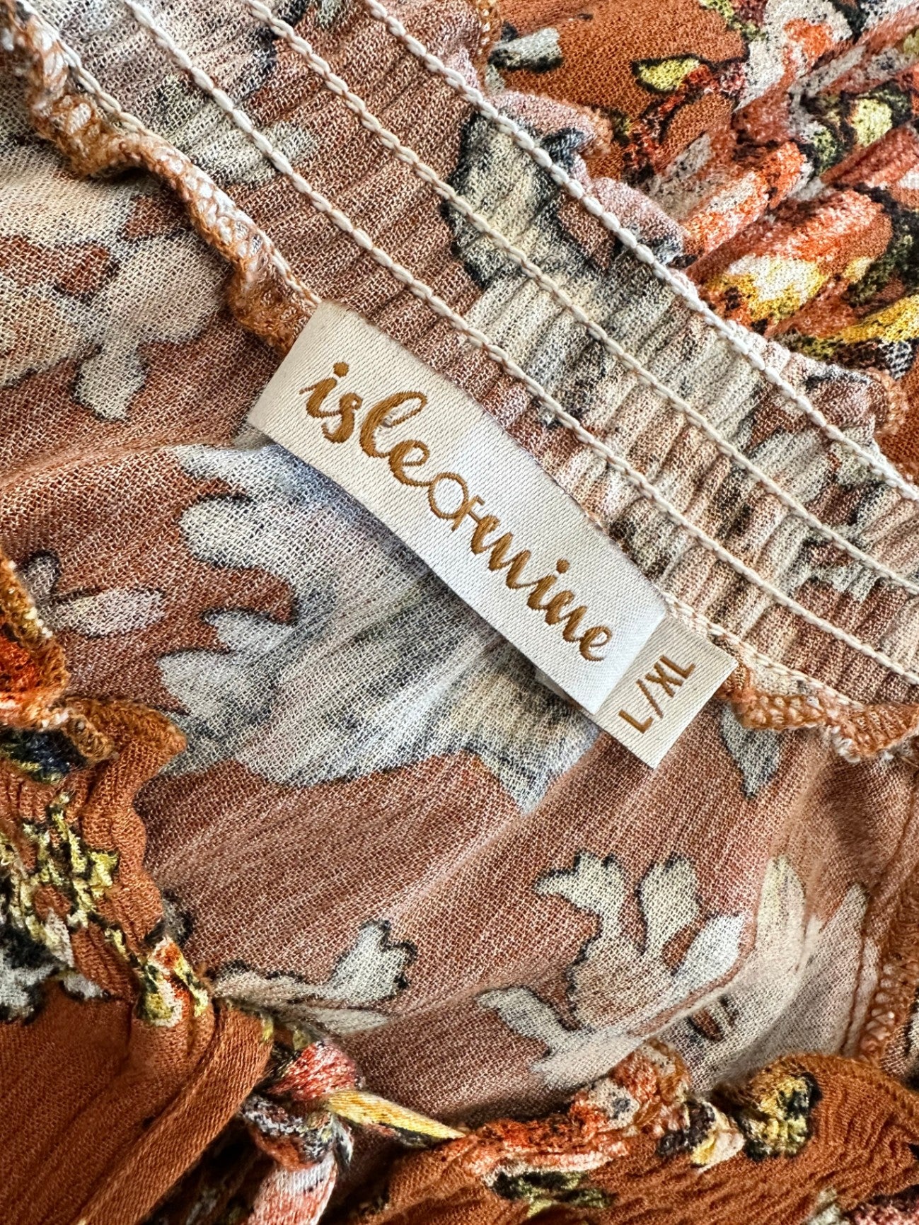 Isle of Mine - Bohemian Dress - Large / Extra Large - Brown with floral print