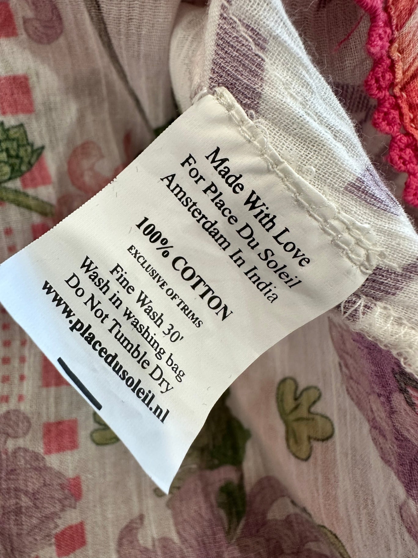 Place du Soleil - Bohemian Blouse - Medium White / Pink / Green - RRP: $225