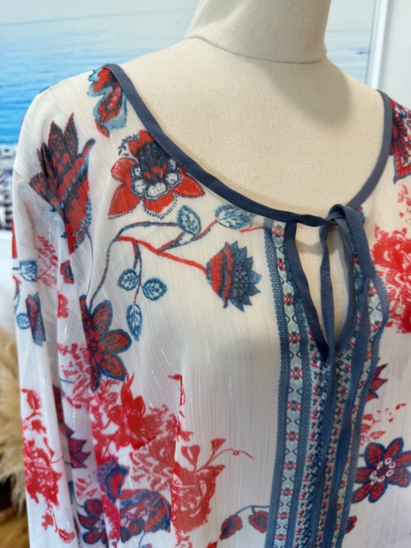 [SALE] Bohemian Blouse - Large / Extra Large - Red, Blue, White