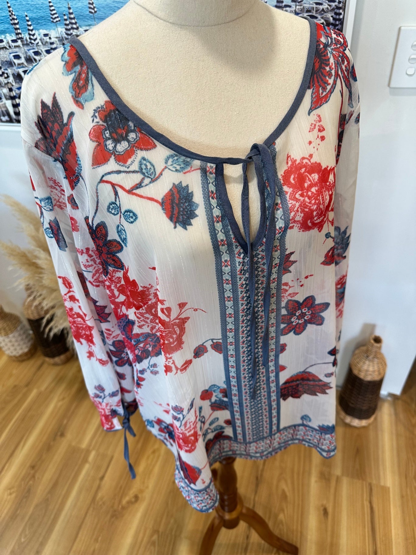 [SALE] Bohemian Blouse - Large / Extra Large - Red, Blue, White