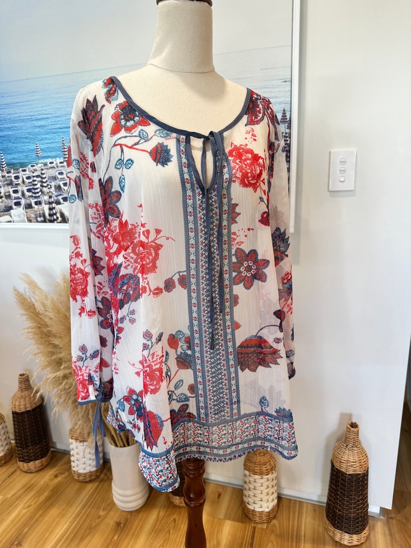[SALE] Bohemian Blouse - Large / Extra Large - Red, Blue, White