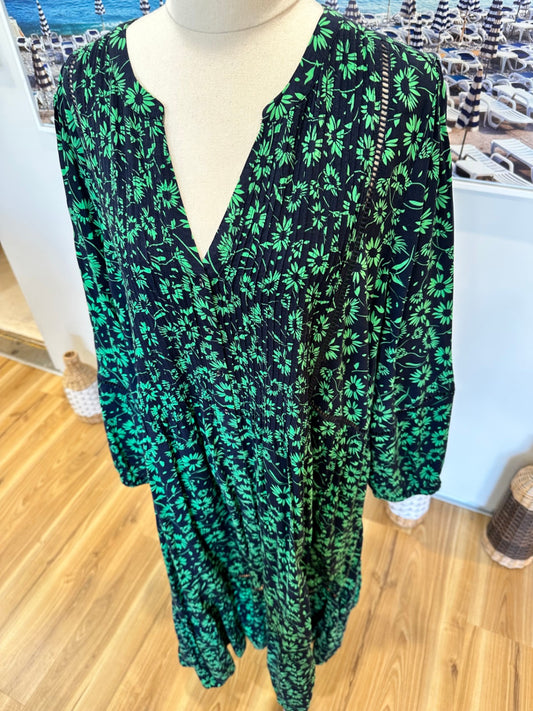 Virtuelle - Bohemian Dress - Size 18 - Black and green