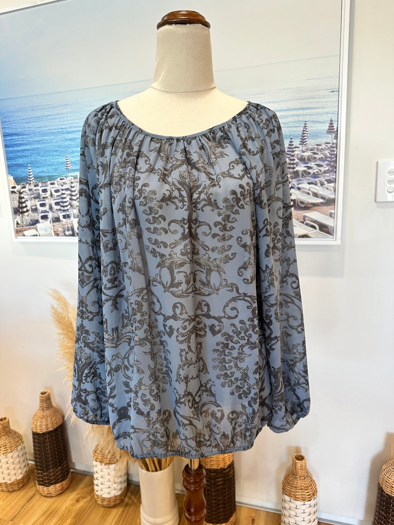 Heine - Bohemian Blouse - Large - Blue/Grey