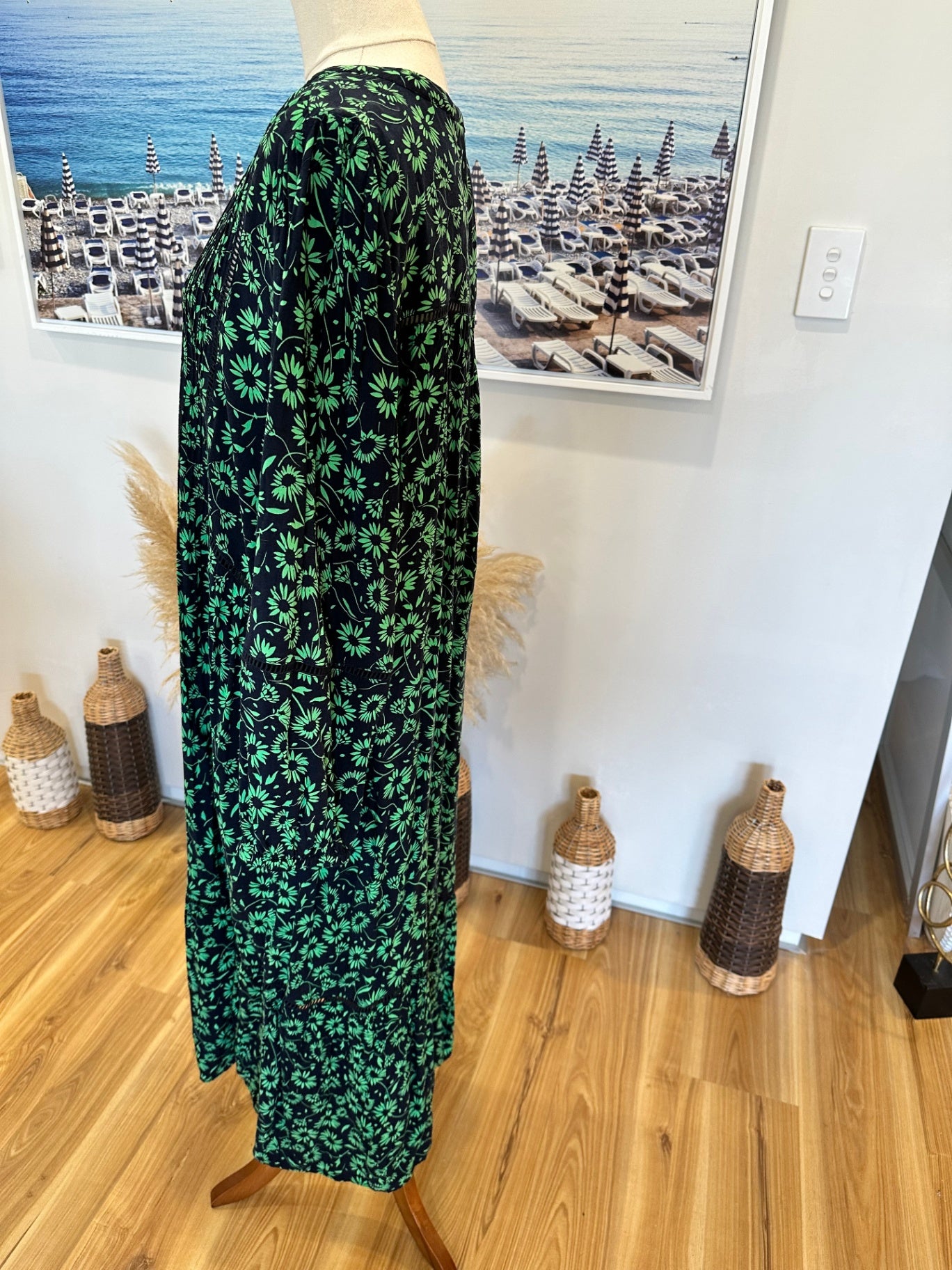 Virtuelle - Bohemian Dress - Size 18 - Black and green