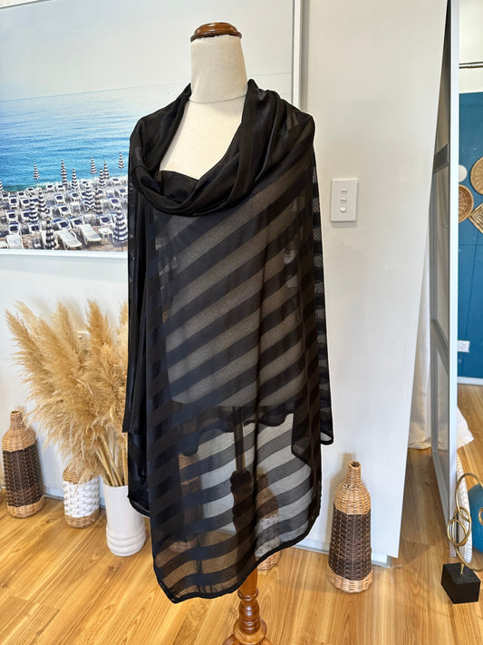 Black Striped Shawl 