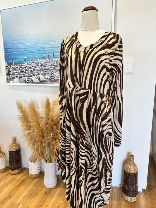 [SALE] Larosela - Dress - Size 16 - Brown / Cream