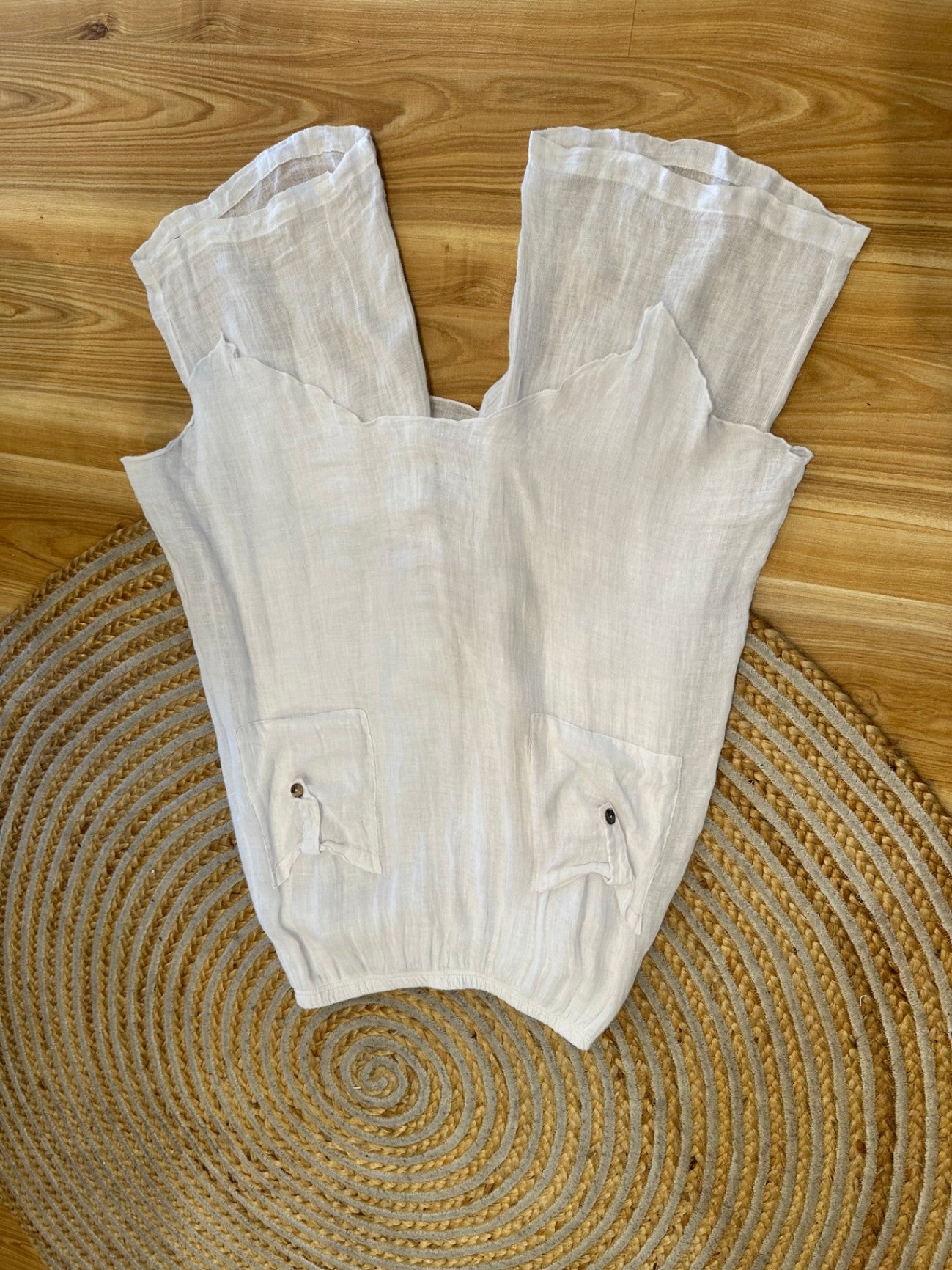 [SALE] Skort - Shorts with Skirt - 100% Linen - Large - White