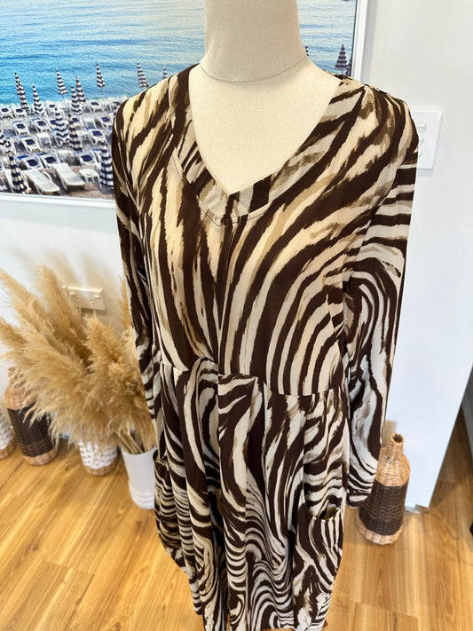 [SALE] Larosela - Dress - Size 16 - Brown / Cream