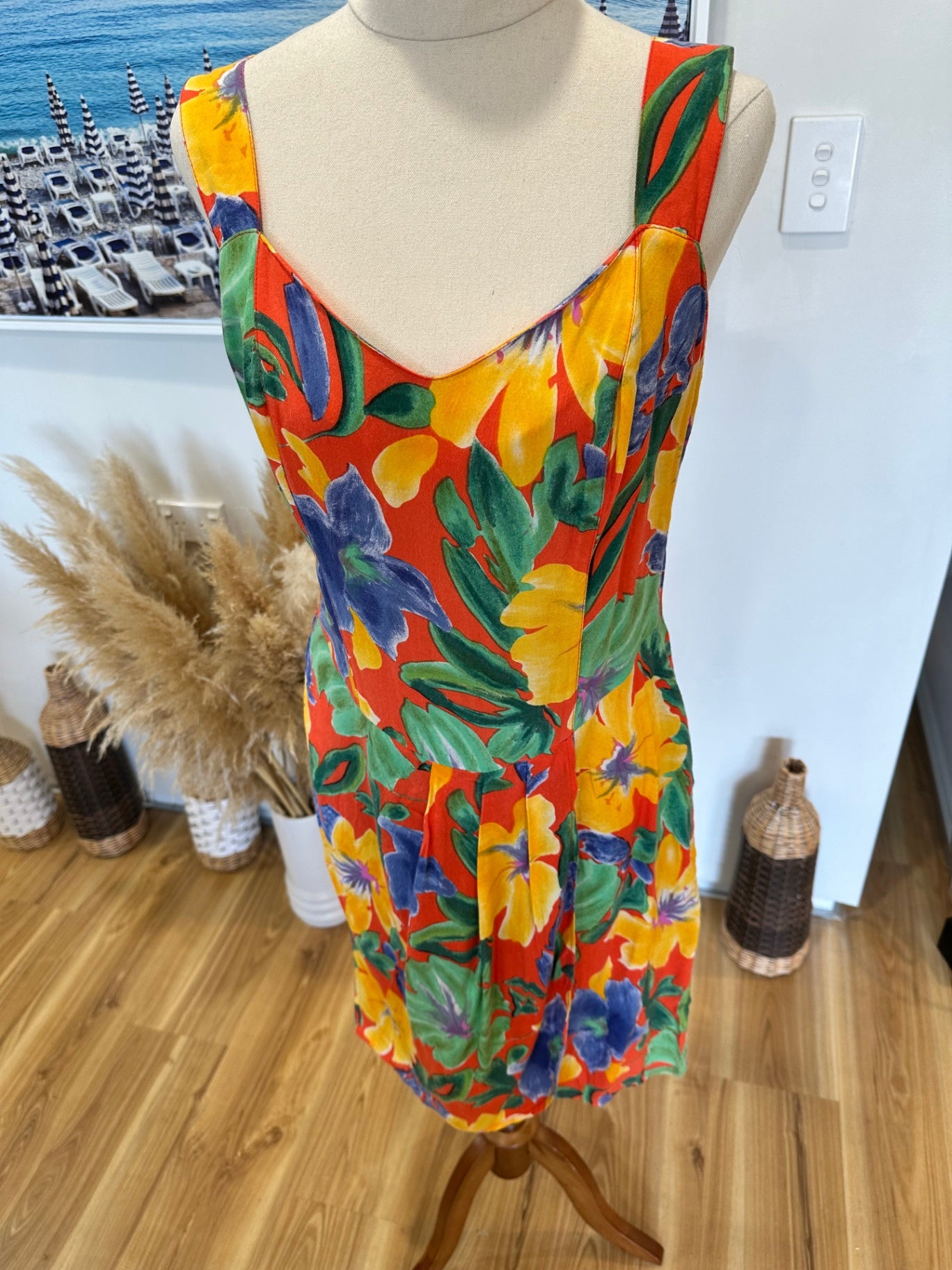 [SALE] Vintage Summer Dress - Tropical Pattern - Size Medium
