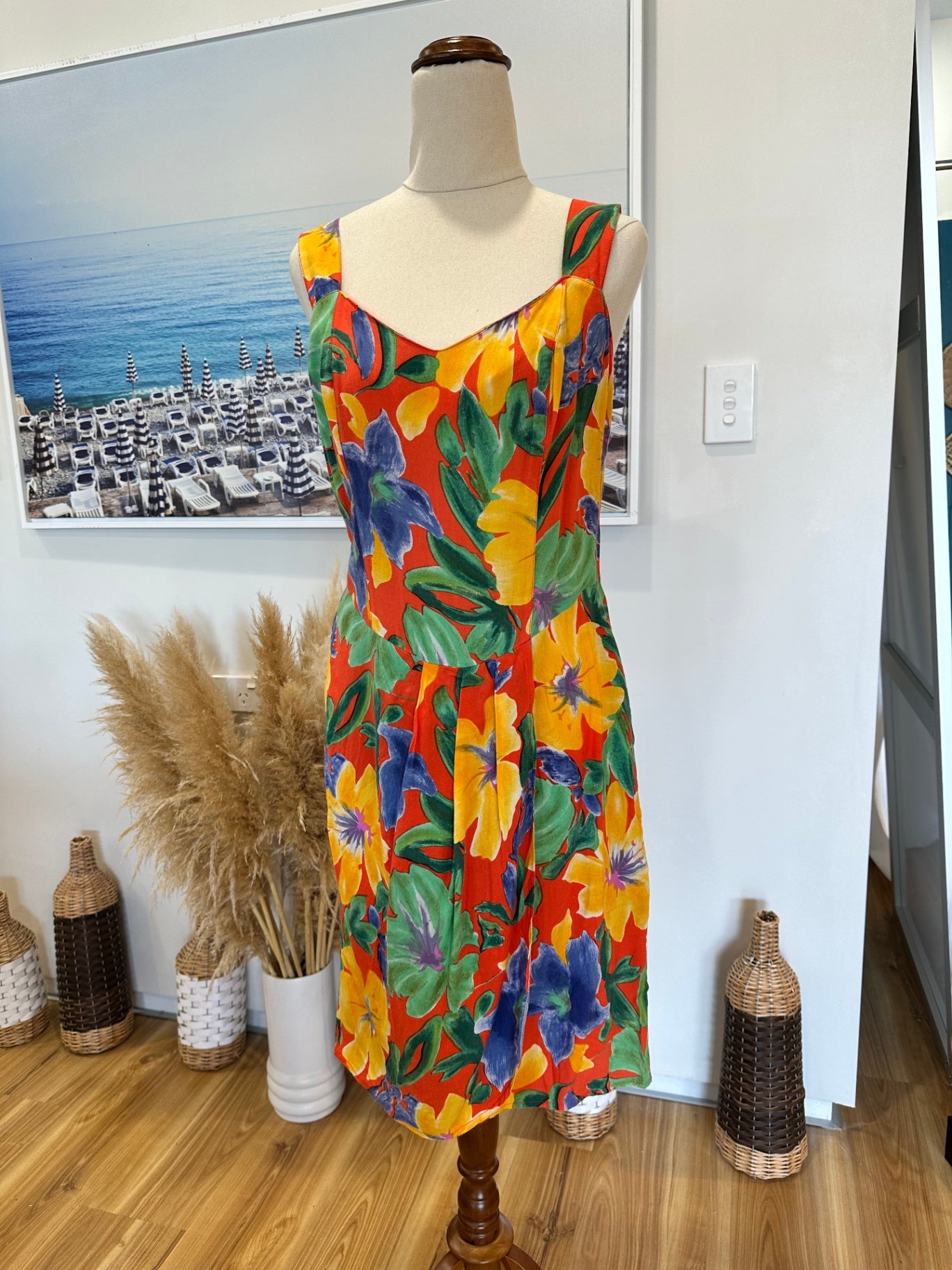 [SALE] Vintage Summer Dress - Tropical Pattern - Size Medium