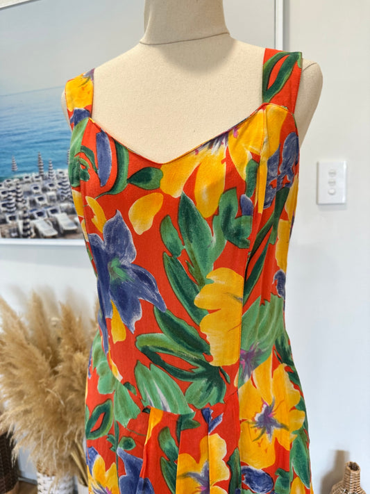 [SALE] Vintage Summer Dress - Tropical Pattern - Size Medium