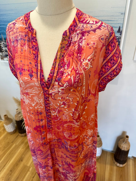 Verge - Bohemian Dress - Size 12 - Pink and purple