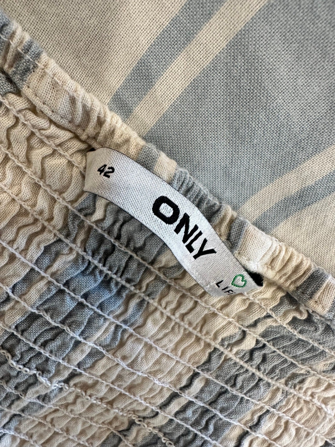 [SALE] Only - Dress - Large - Cream and Light Blue Stripes