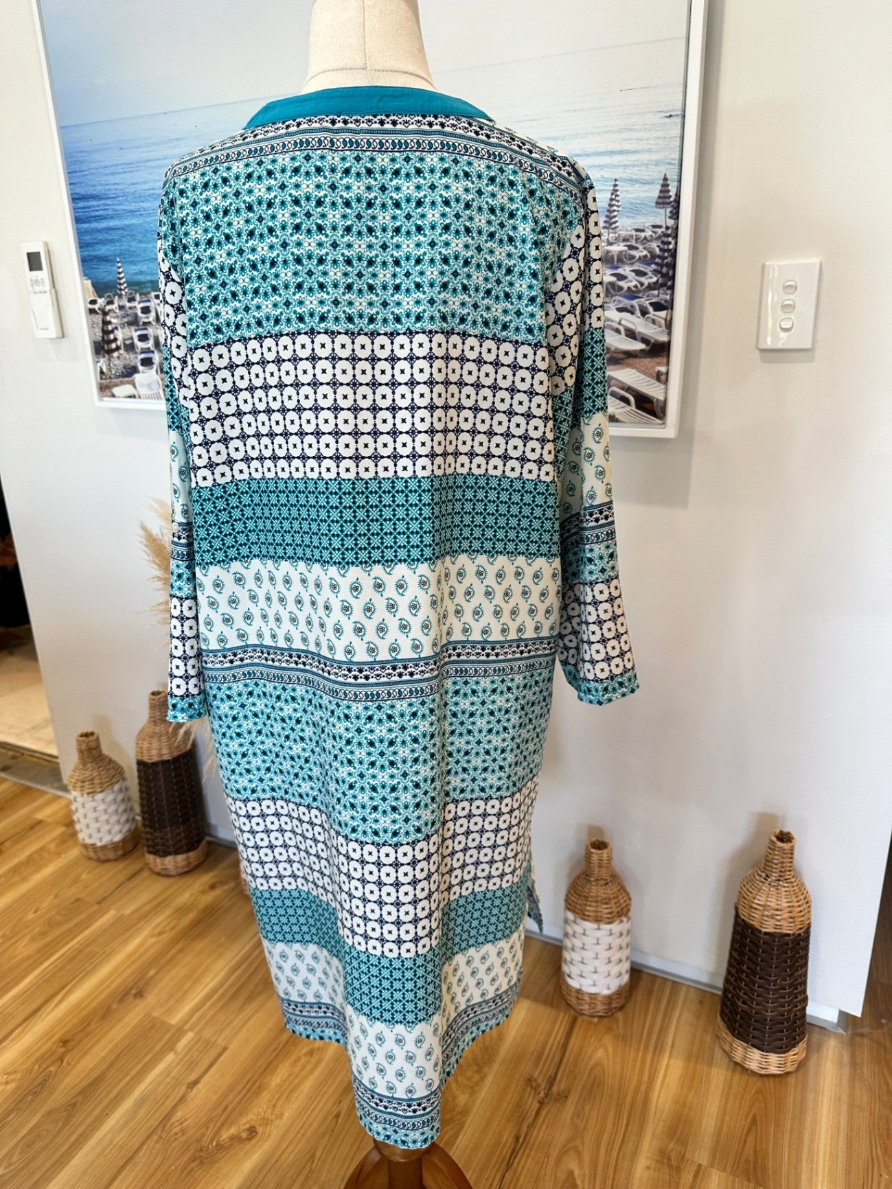 [SALE] Dress - Large - Teal / Cream / Navy