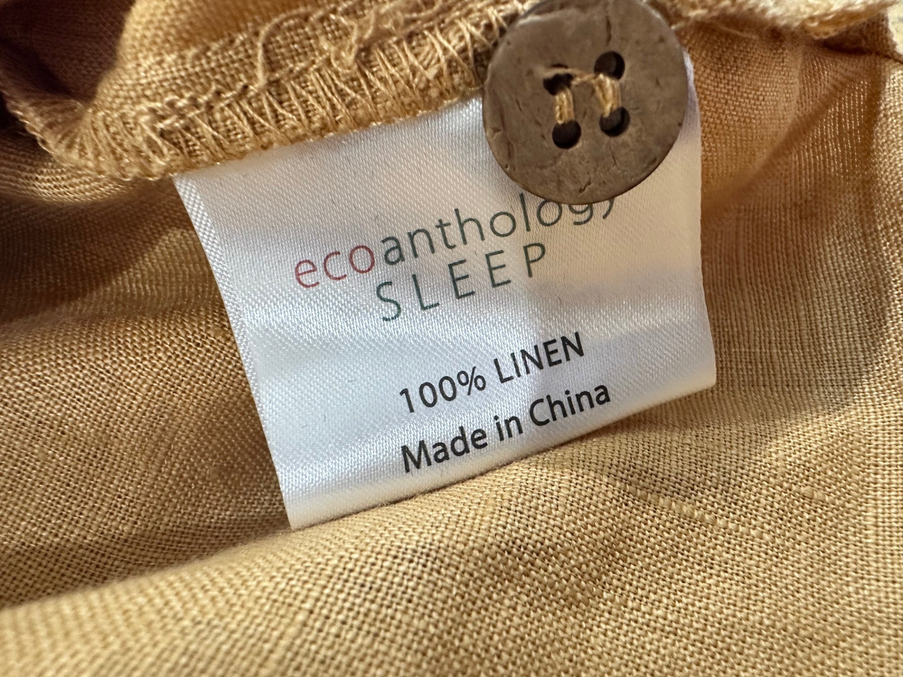 100% Linen - Cropped Shirt - Large - Beige / Tan