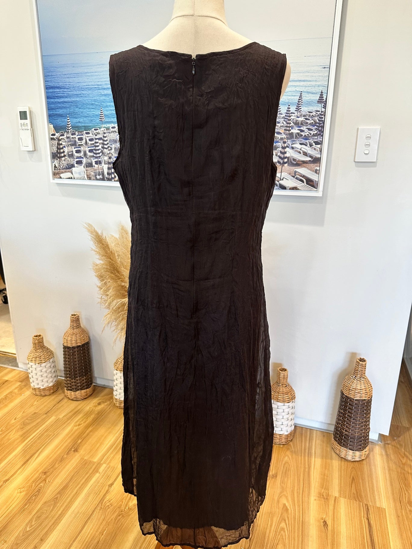 [SALE] David Lawrence - Silk Dress w Sequins - Size 16 - Black