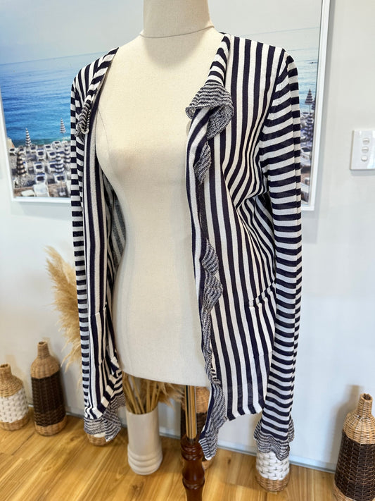 Cardigan - Small - Navy and white