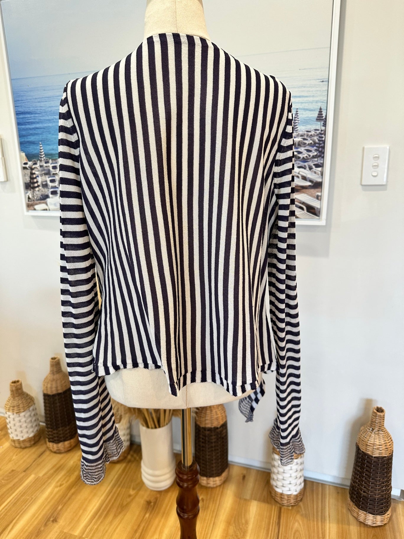 Cardigan - Small - Navy and white