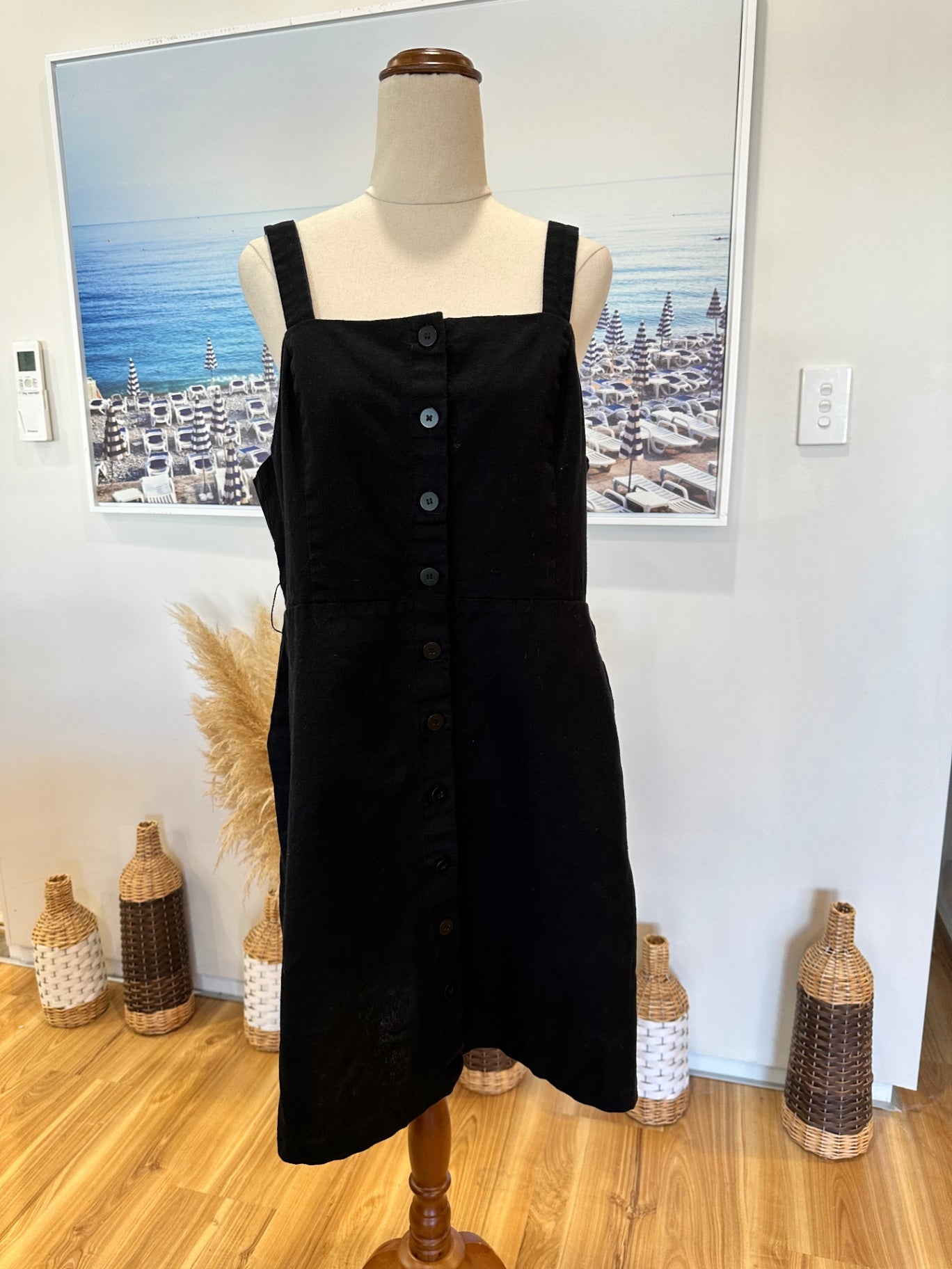 [SALE] Princess Highway Dress - Size 16 - Black -  Linen / Cotton Blend
