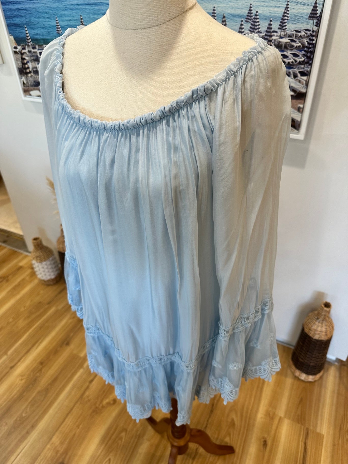 Bohemian Blouse - Large / Extra Large - Light Blue