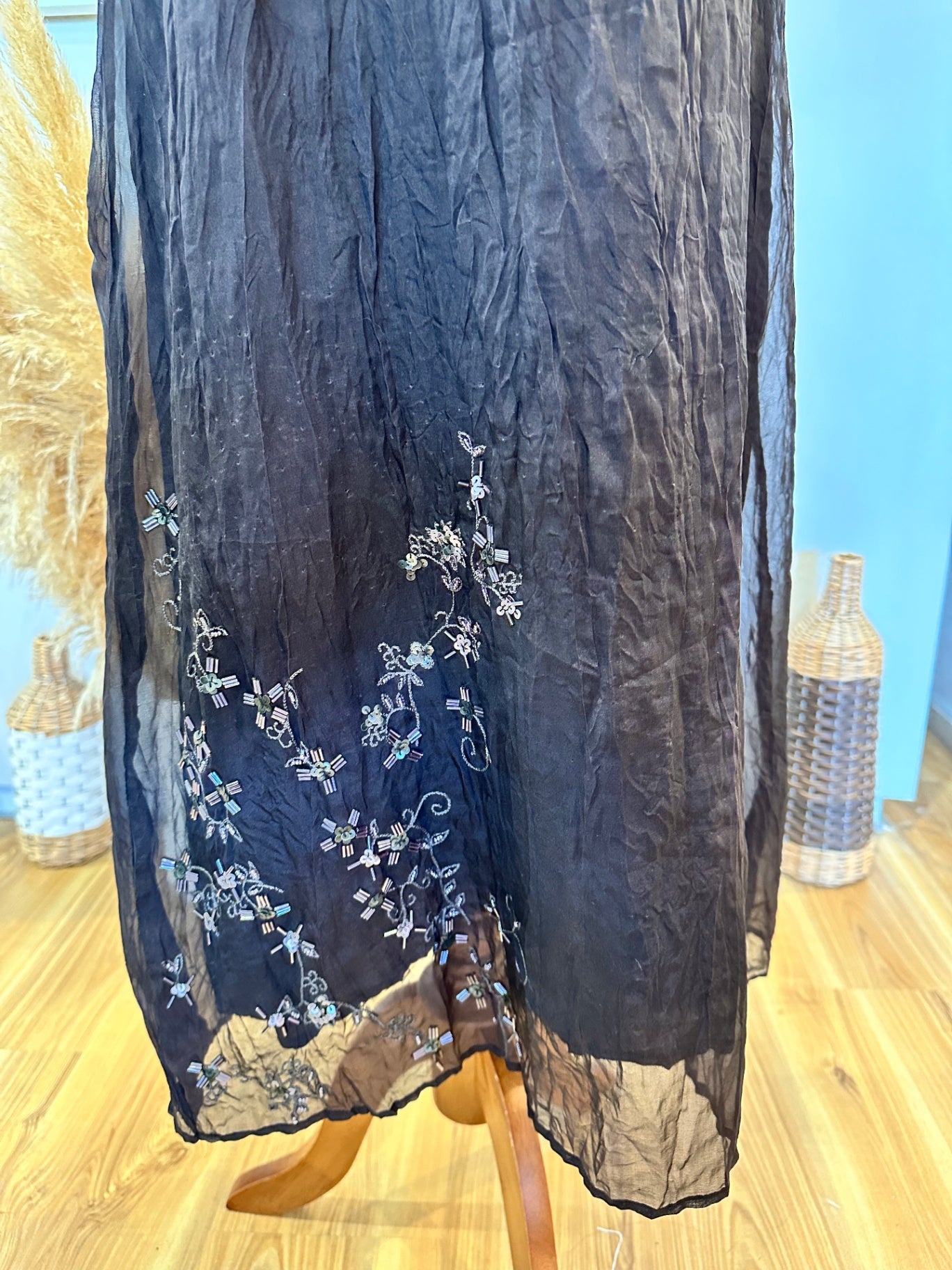 [SALE] David Lawrence - Silk Dress w Sequins - Size 16 - Black