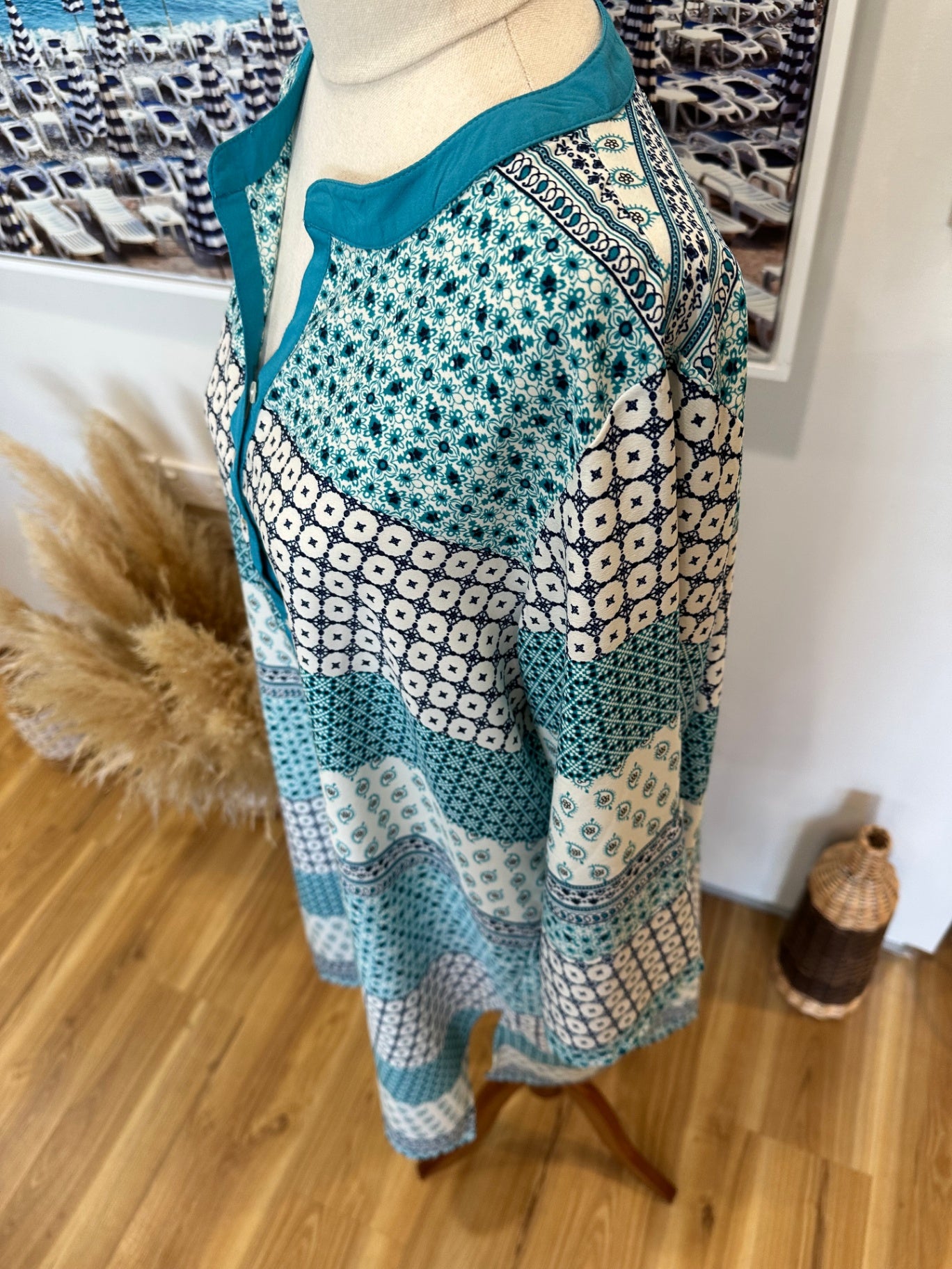 [SALE] Dress - Large - Teal / Cream / Navy