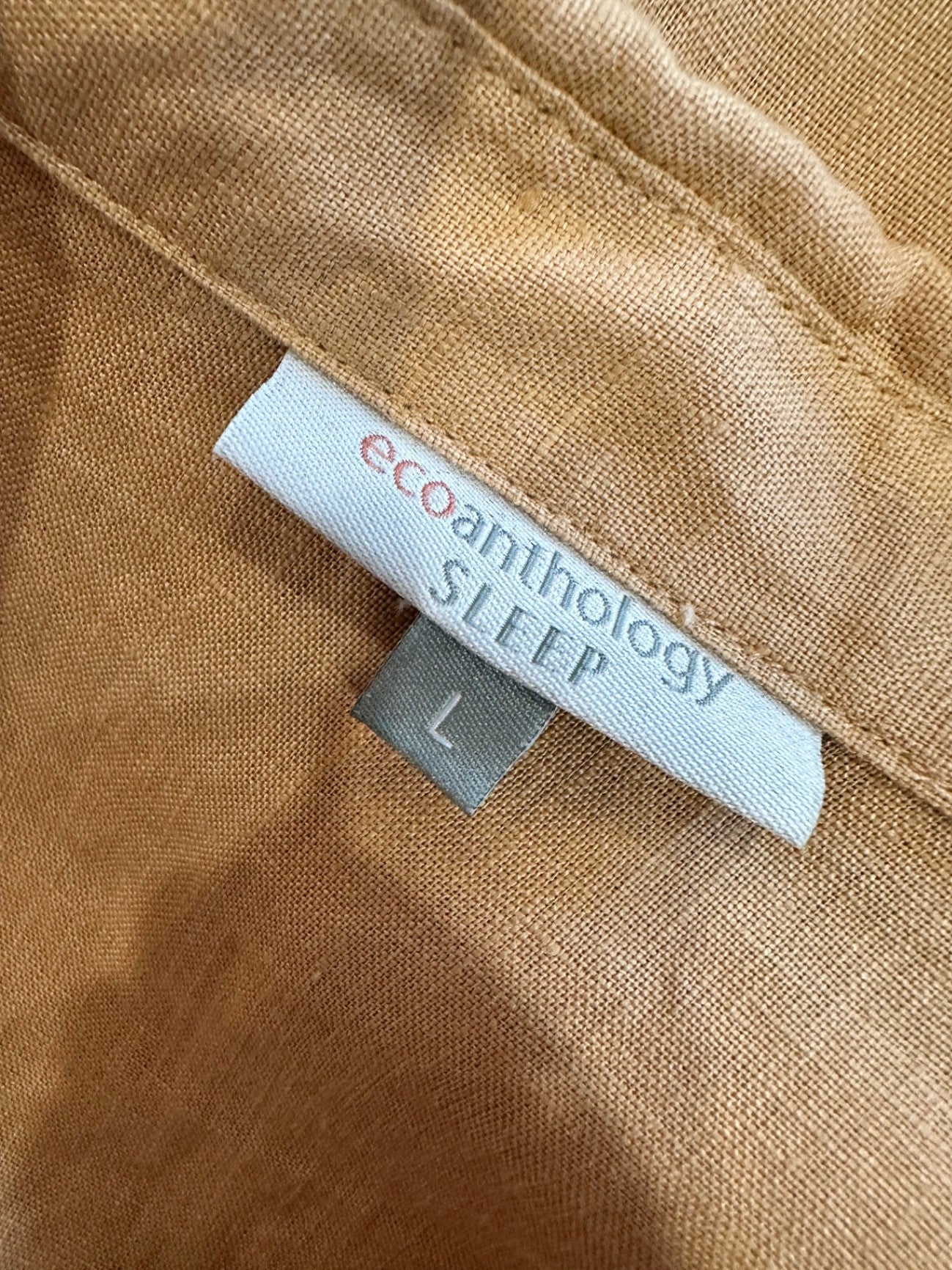 100% Linen - Cropped Shirt - Large - Beige / Tan