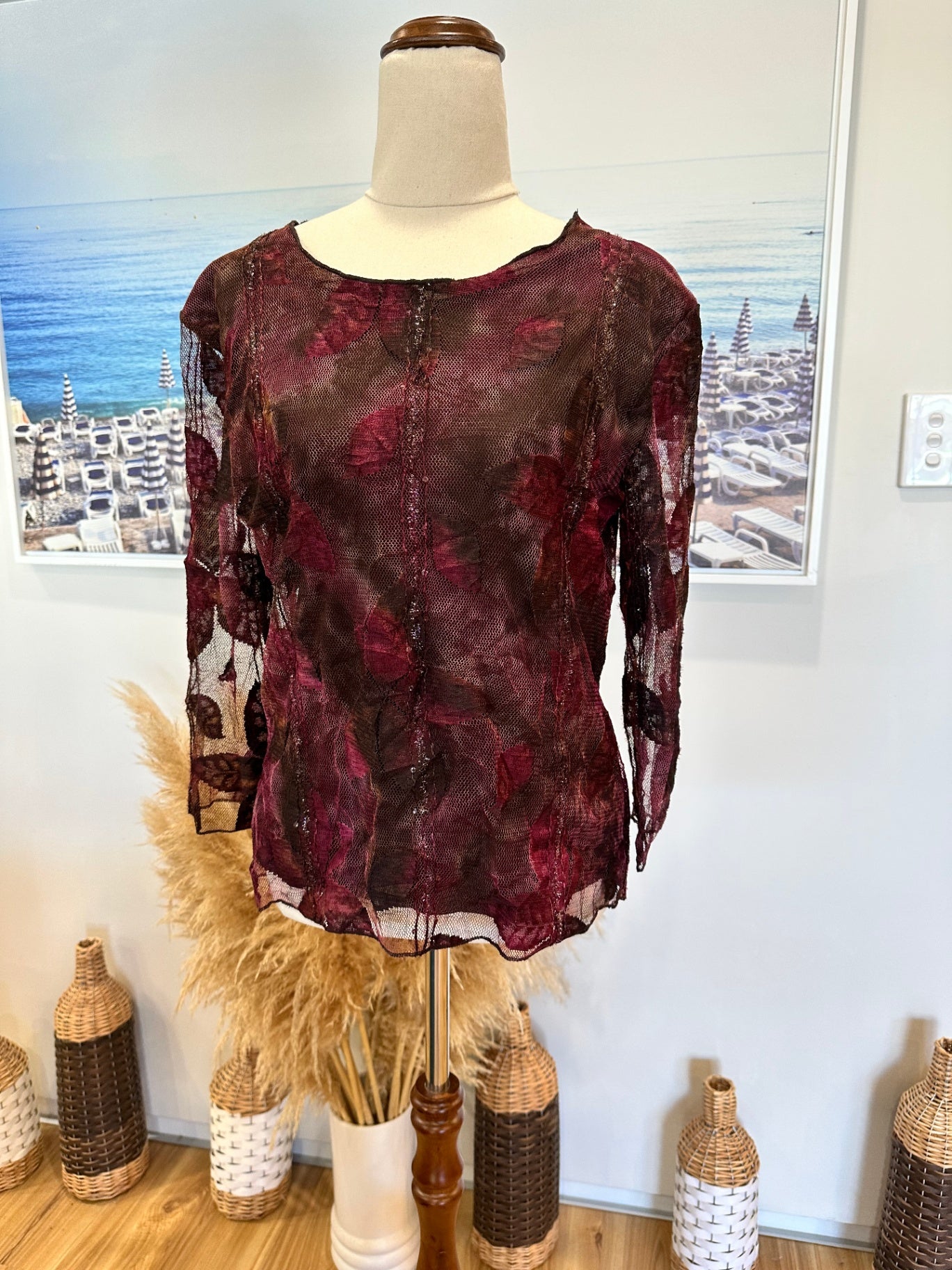 [SALE] Stitches Australia Blouse - Size 10 - Burgundy