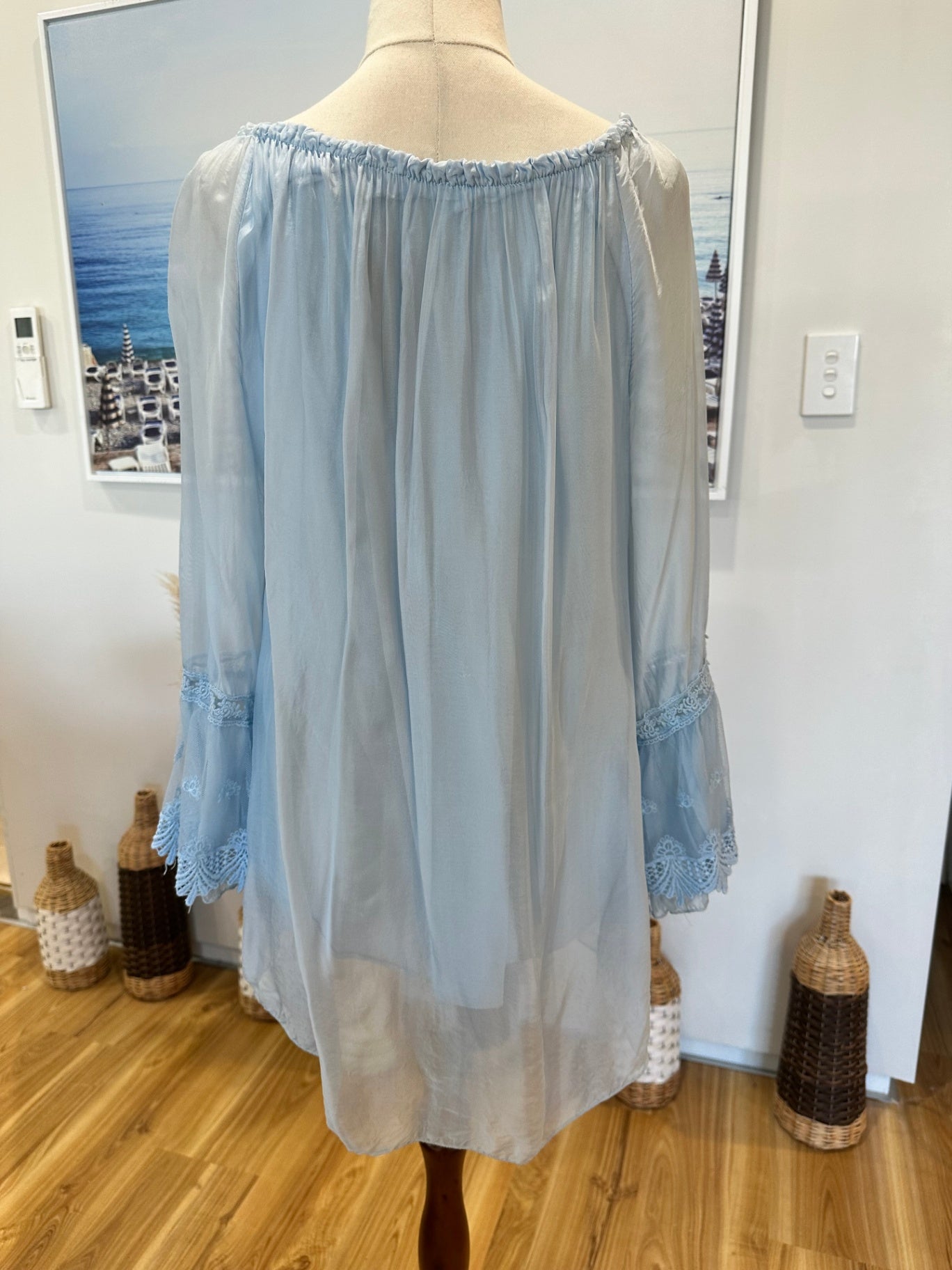 Bohemian Blouse - Large / Extra Large - Light Blue