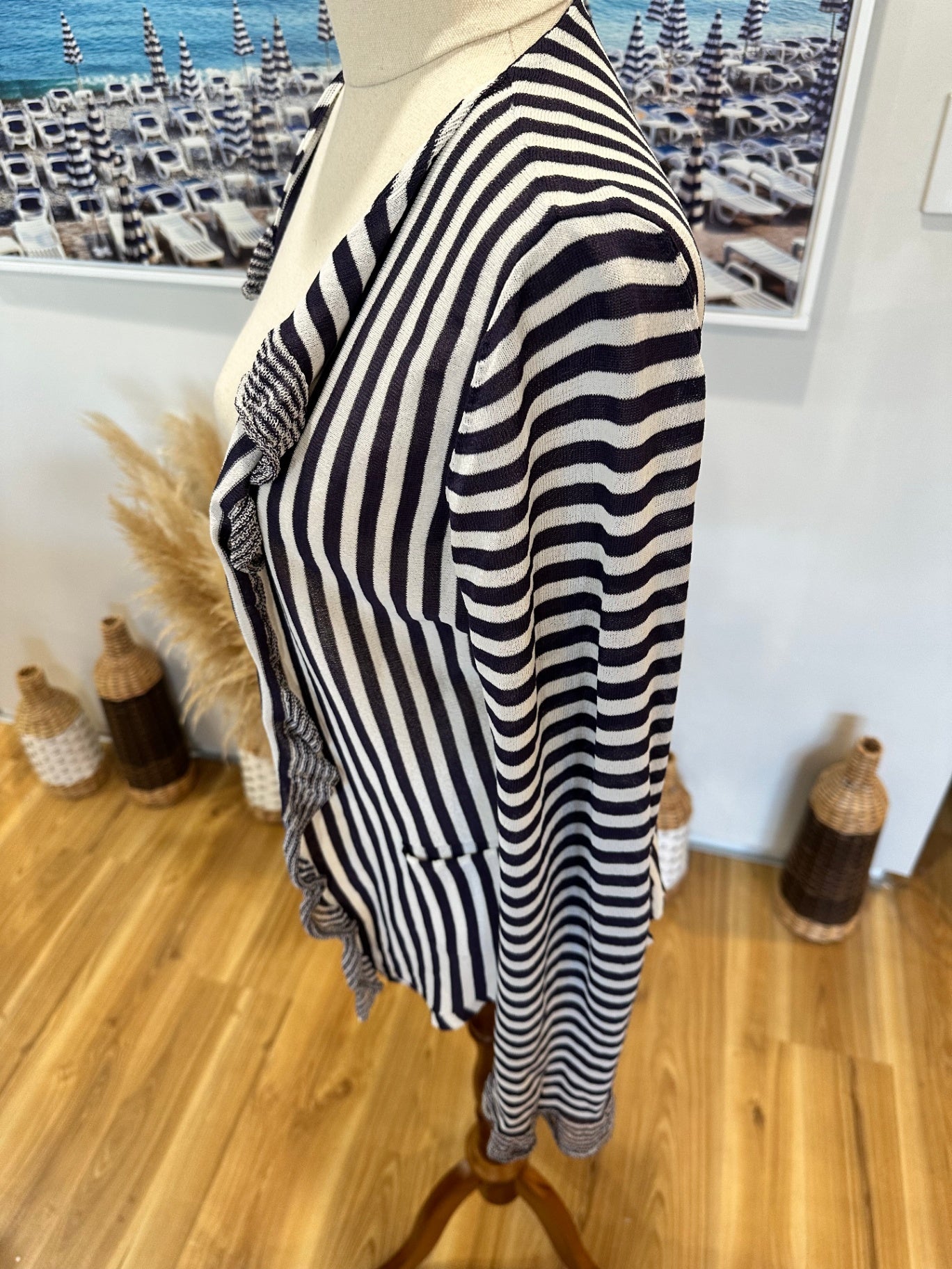 Cardigan - Small - Navy and white