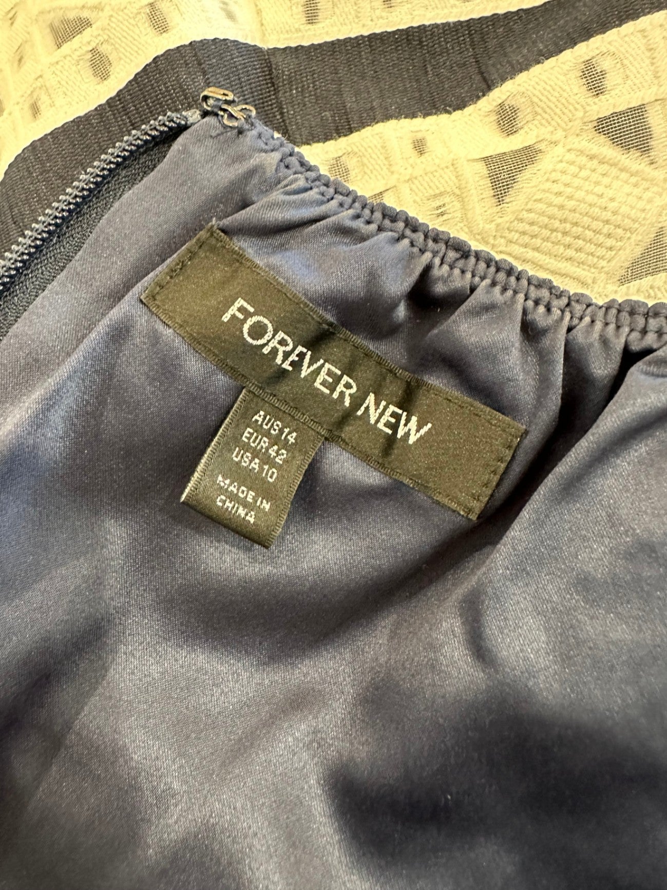 [SALE] Forever New - Off-shoulder Dress - Size 14 - Black + White Stripes