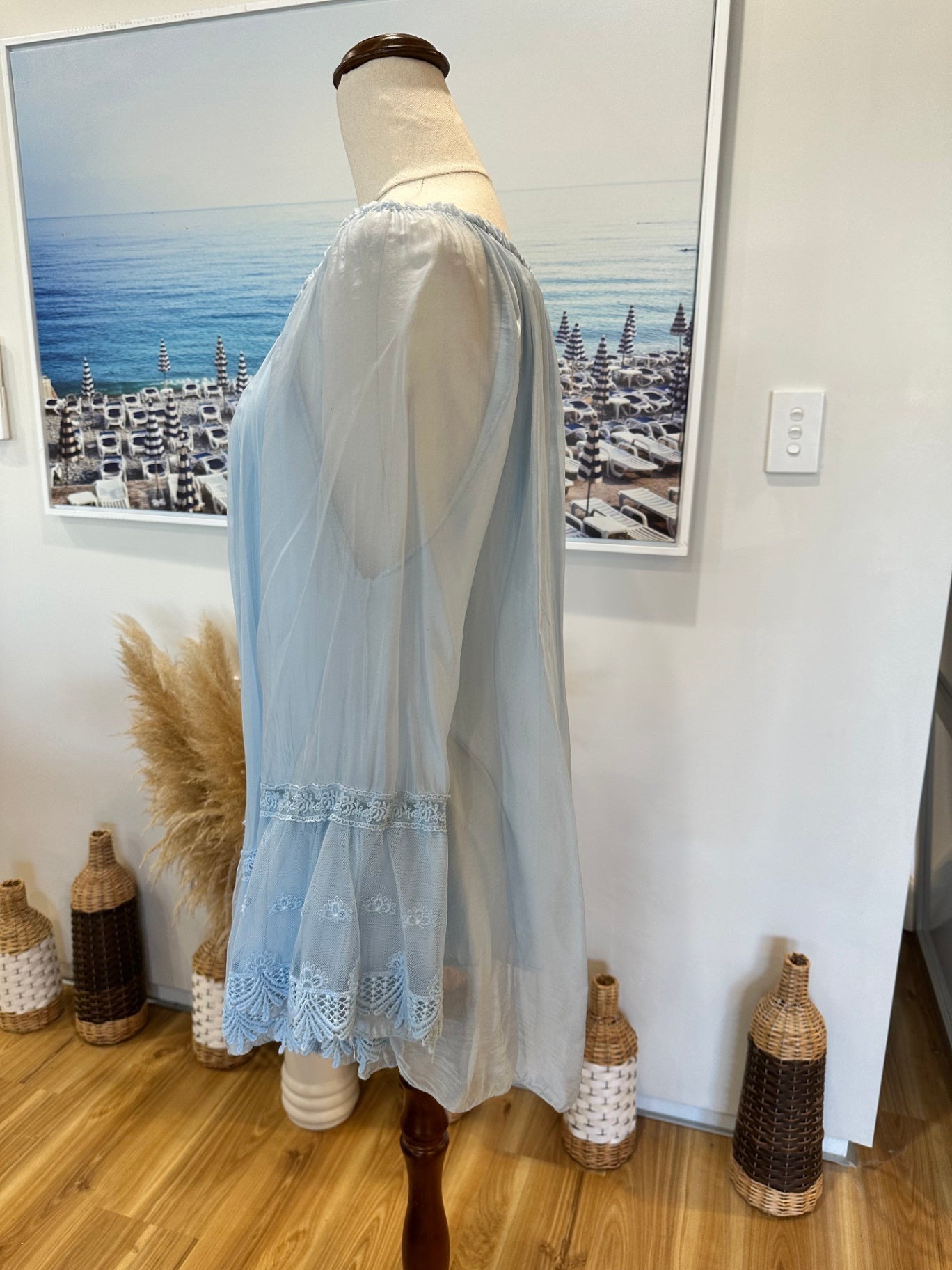 Bohemian Blouse - Large / Extra Large - Light Blue